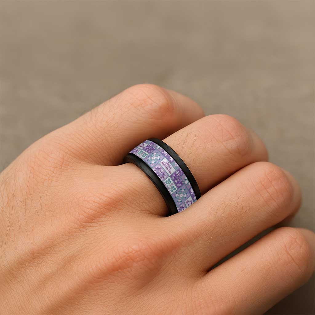 Mele Kalikimaka Hawaii Christmas Spinner Ring Poni Seamless Floral Motif LT9 - Polynesian Pride