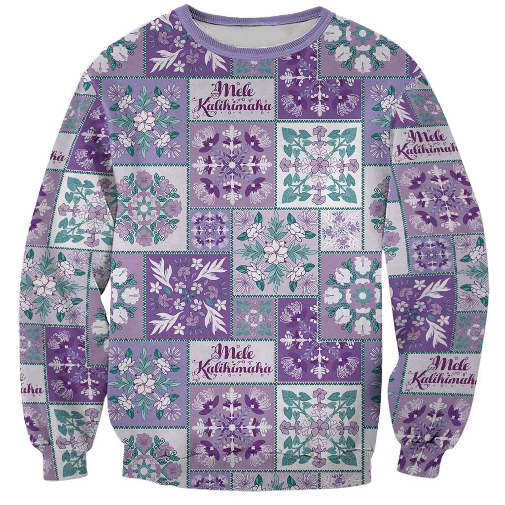 Mele Kalikimaka Hawaii Christmas Sweatshirt Poni Seamless Floral Motif LT9 Unisex Purple - Polynesian Pride