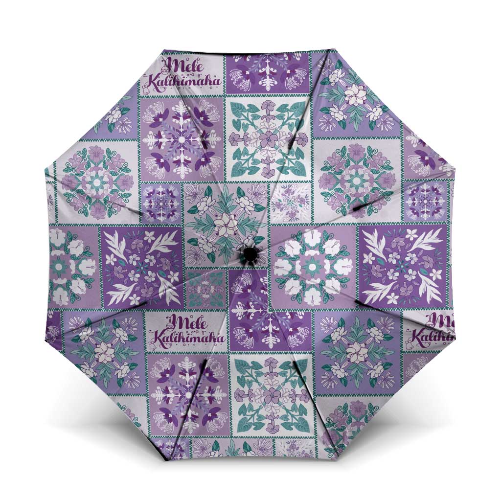 Mele Kalikimaka Hawaii Christmas Umbrella Poni Seamless Floral Motif LT9 One Size Folded 11.42 inch Opened Diameter 37.4 inch Purple - Polynesian Pride