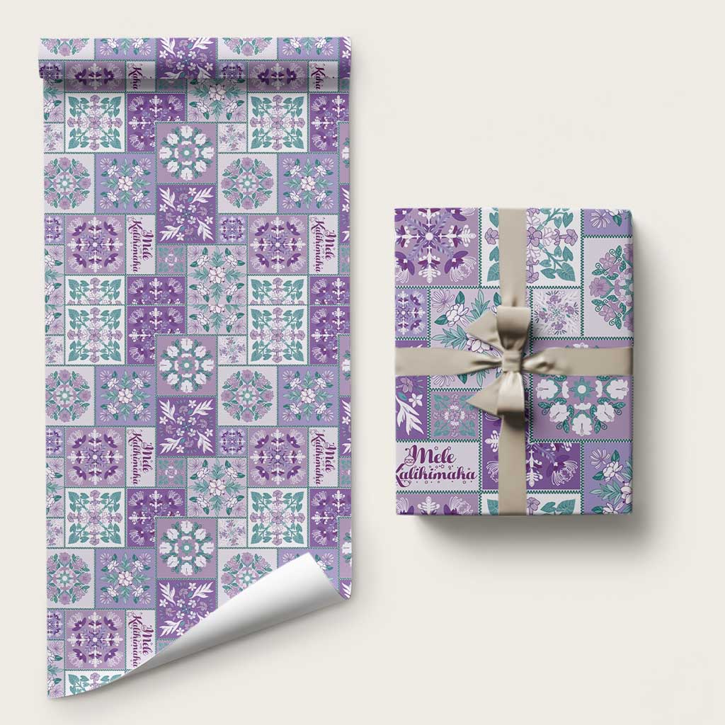 Mele Kalikimaka Hawaii Christmas Wrapping Paper Poni Seamless Floral Motif LT9 58" × 23" Purple - Polynesian Pride