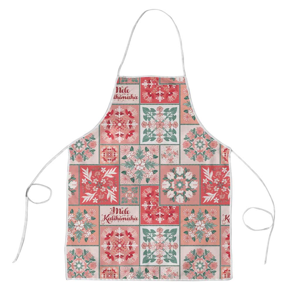 Mele Kalikimaka Hawaii Christmas Apron Ulaula Seamless Floral Motif LT9 Red - Polynesian Pride