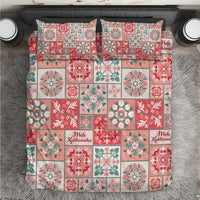 Mele Kalikimaka Hawaii Christmas Bedding Set Ulaula Seamless Floral Motif LT9 Red - Polynesian Pride