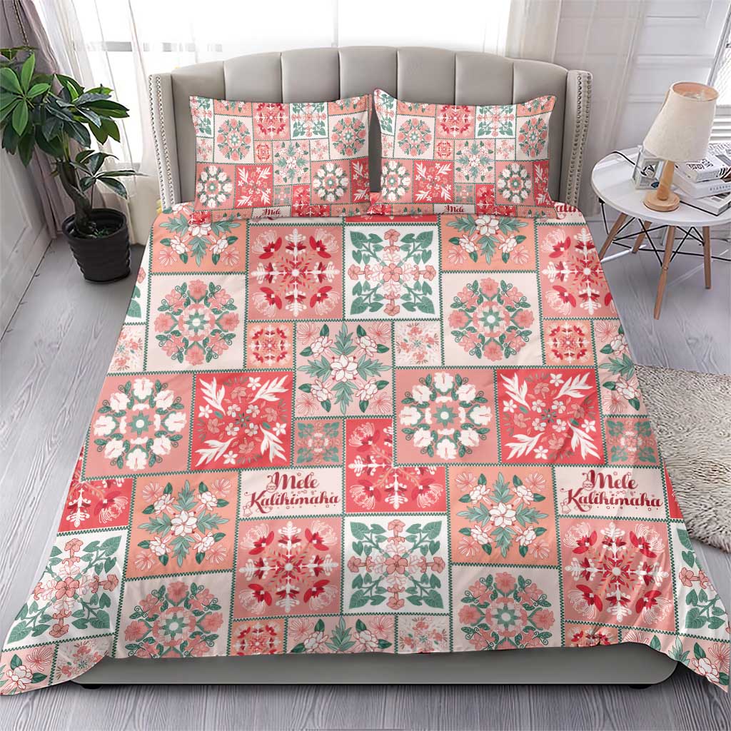 Mele Kalikimaka Hawaii Christmas Bedding Set Ulaula Seamless Floral Motif LT9 - Polynesian Pride