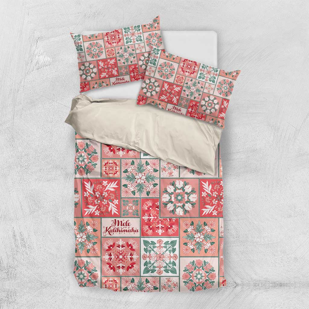 Mele Kalikimaka Hawaii Christmas Bedding Set Ulaula Seamless Floral Motif LT9 US Twin 172cm x 218cm Red - Polynesian Pride