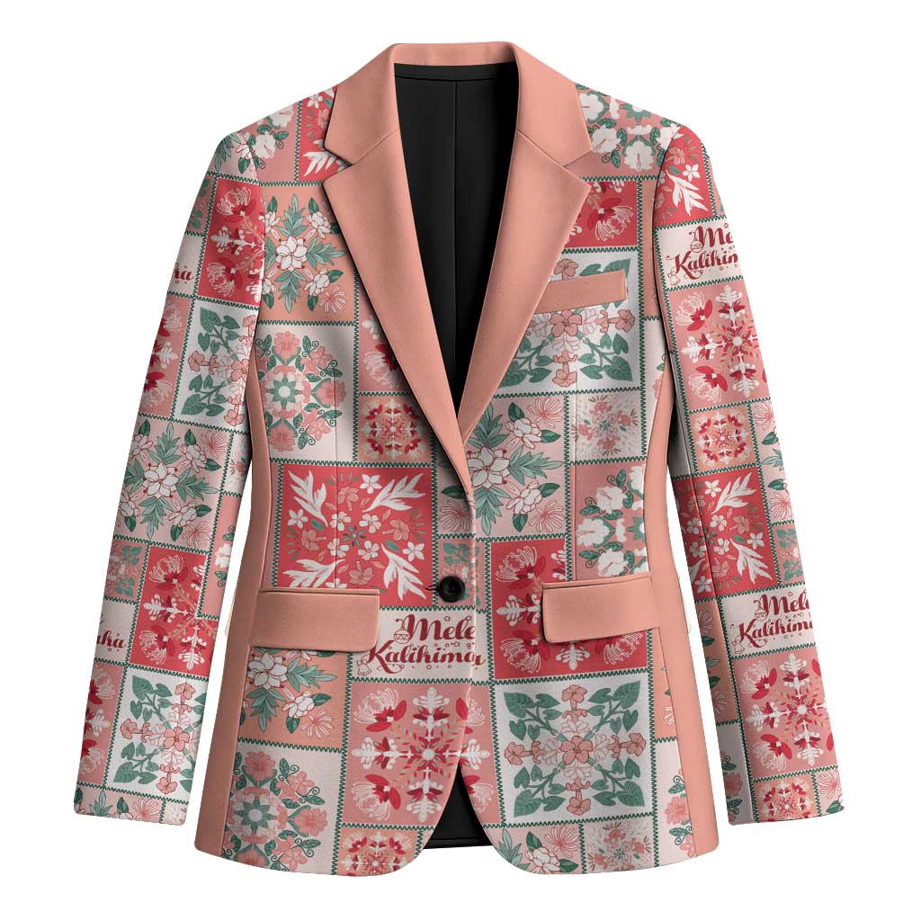 Mele Kalikimaka Hawaii Christmas Blazer Ulaula Seamless Floral Motif LT9 Unisex Red - Polynesian Pride