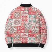 Mele Kalikimaka Hawaii Christmas Bomber Puffer Jacket Ulaula Seamless Floral Motif LT9 - Polynesian Pride
