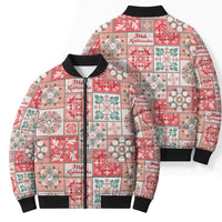 Mele Kalikimaka Hawaii Christmas Bomber Puffer Jacket Ulaula Seamless Floral Motif LT9 - Polynesian Pride