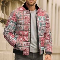 Mele Kalikimaka Hawaii Christmas Bomber Puffer Jacket Ulaula Seamless Floral Motif LT9 - Polynesian Pride