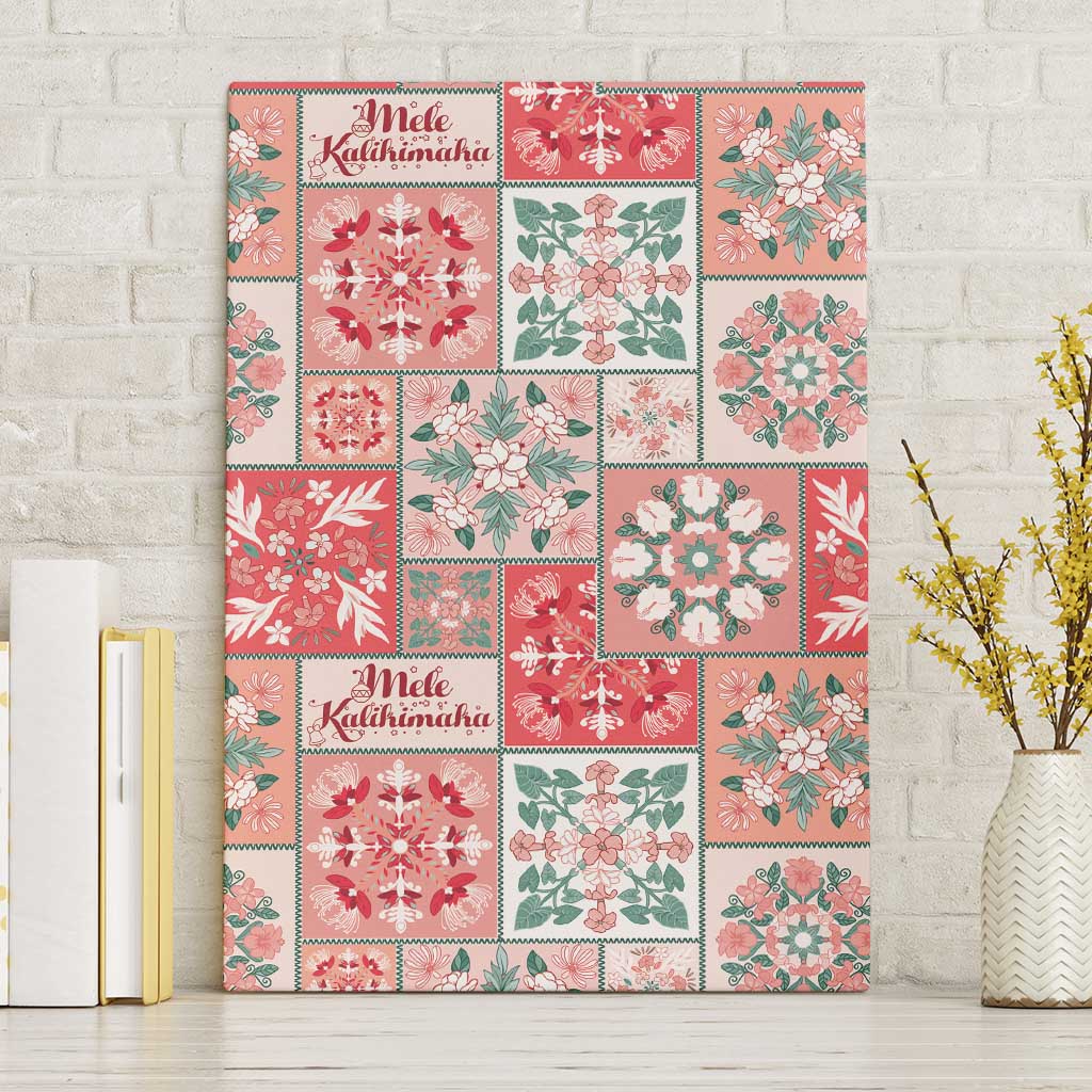 Mele Kalikimaka Hawaii Christmas Canvas Wall Art Ulaula Seamless Floral Motif LT9 Without Frame Red - Polynesian Pride