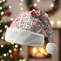 Mele Kalikimaka Hawaii Christmas Santa Hat Ulaula Seamless Floral Motif LT9 Without Fur Red - Polynesian Pride