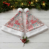 Mele Kalikimaka Hawaii Christmas Santa Hat Ulaula Seamless Floral Motif LT9 - Polynesian Pride