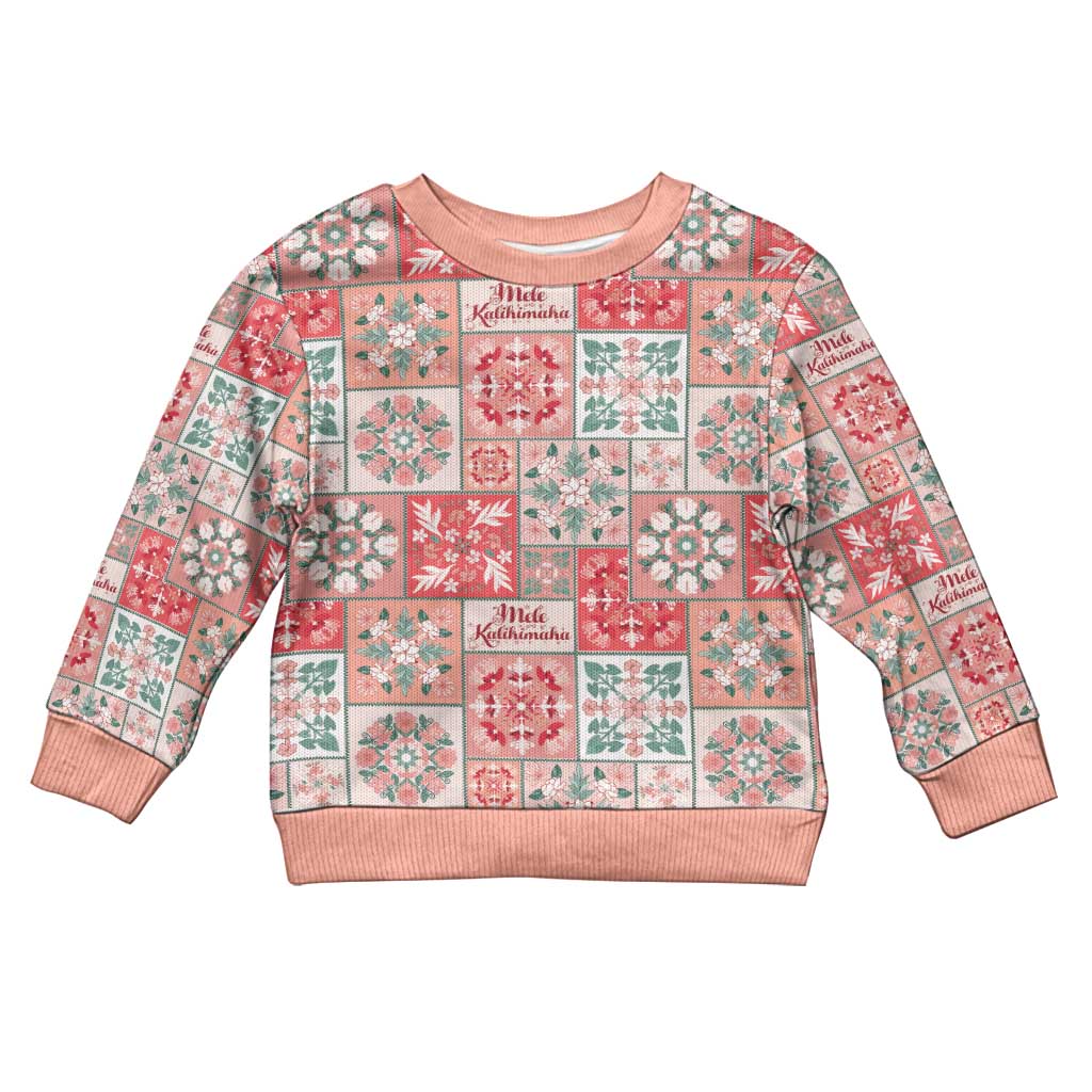 Mele Kalikimaka Hawaii Christmas Kid Ugly Christmas Sweater Ulaula Seamless Floral Motif LT9 Kid Red - Polynesian Pride