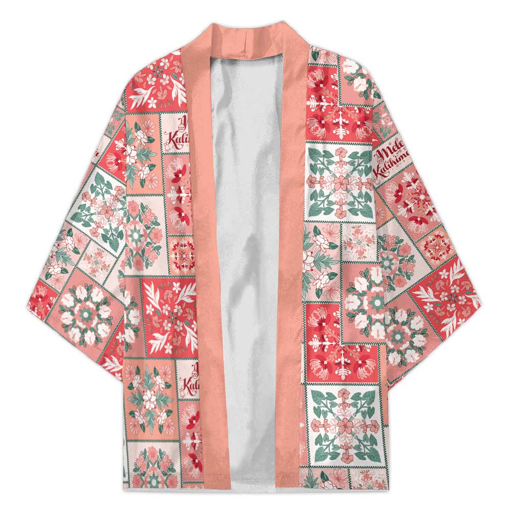 Mele Kalikimaka Hawaii Christmas Kimono Ulaula Seamless Floral Motif LT9 Unisex Red - Polynesian Pride