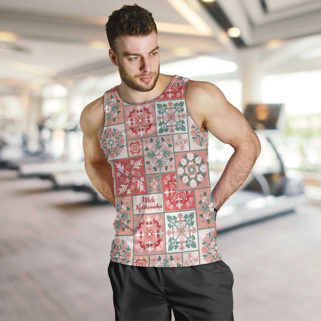 Mele Kalikimaka Hawaii Christmas Men Tank Top Ulaula Seamless Floral Motif LT9 Red - Polynesian Pride