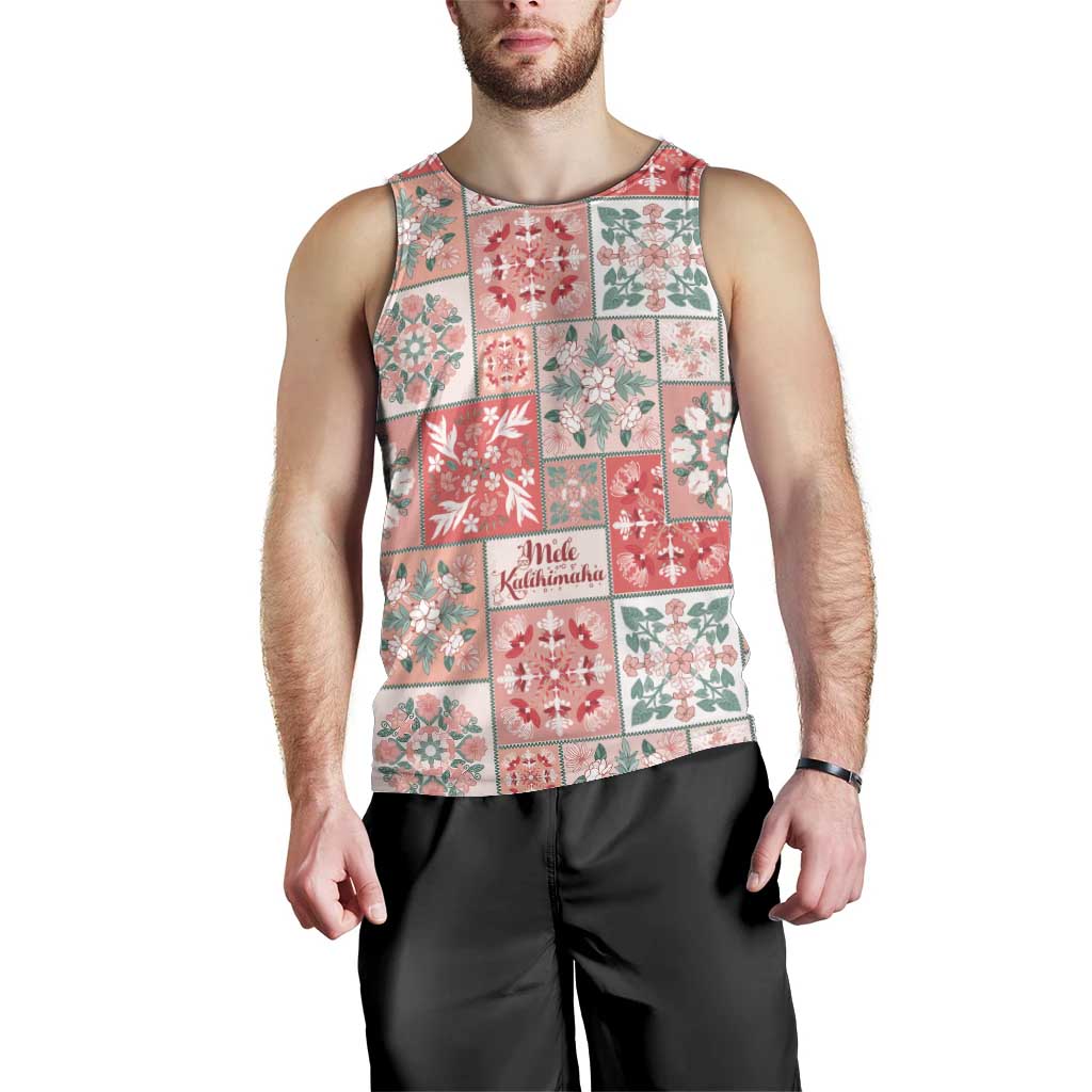 Mele Kalikimaka Hawaii Christmas Men Tank Top Ulaula Seamless Floral Motif LT9 - Polynesian Pride