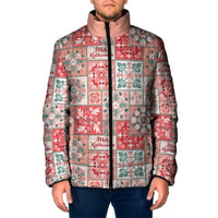 Mele Kalikimaka Hawaii Christmas Padded Jacket Ulaula Seamless Floral Motif LT9 Men Red - Polynesian Pride