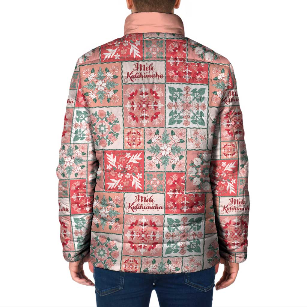 Mele Kalikimaka Hawaii Christmas Padded Jacket Ulaula Seamless Floral Motif LT9 - Polynesian Pride