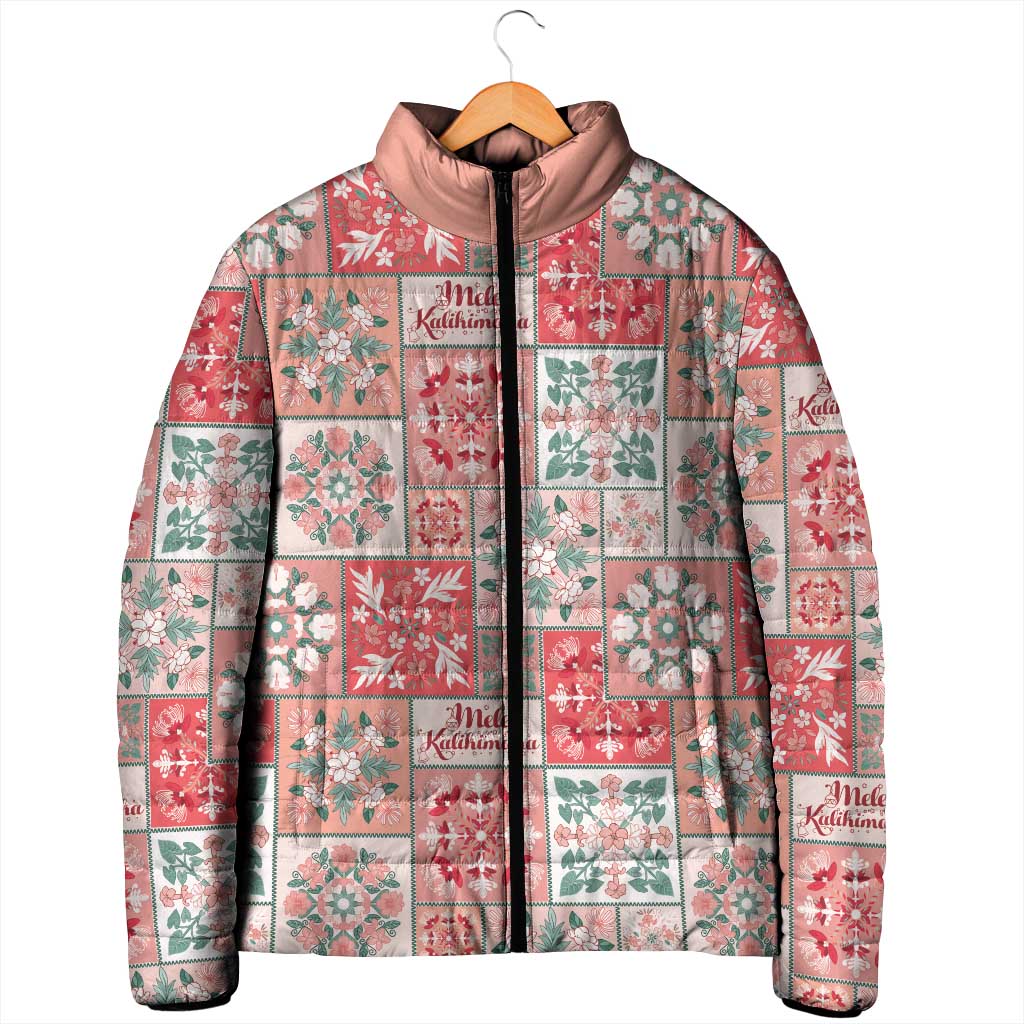 Mele Kalikimaka Hawaii Christmas Padded Jacket Ulaula Seamless Floral Motif LT9 - Polynesian Pride