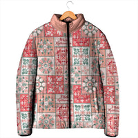 Mele Kalikimaka Hawaii Christmas Padded Jacket Ulaula Seamless Floral Motif LT9 - Polynesian Pride