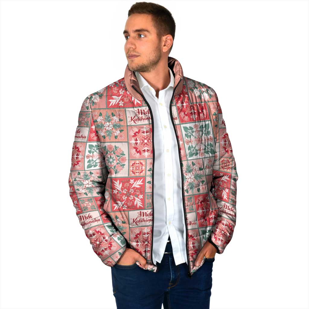 Mele Kalikimaka Hawaii Christmas Padded Jacket Ulaula Seamless Floral Motif LT9 - Polynesian Pride
