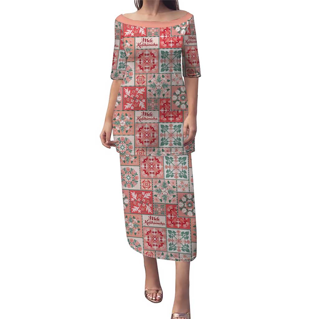 Mele Kalikimaka Hawaii Christmas Puletasi Ulaula Seamless Floral Motif LT9 Long Dress Red - Polynesian Pride
