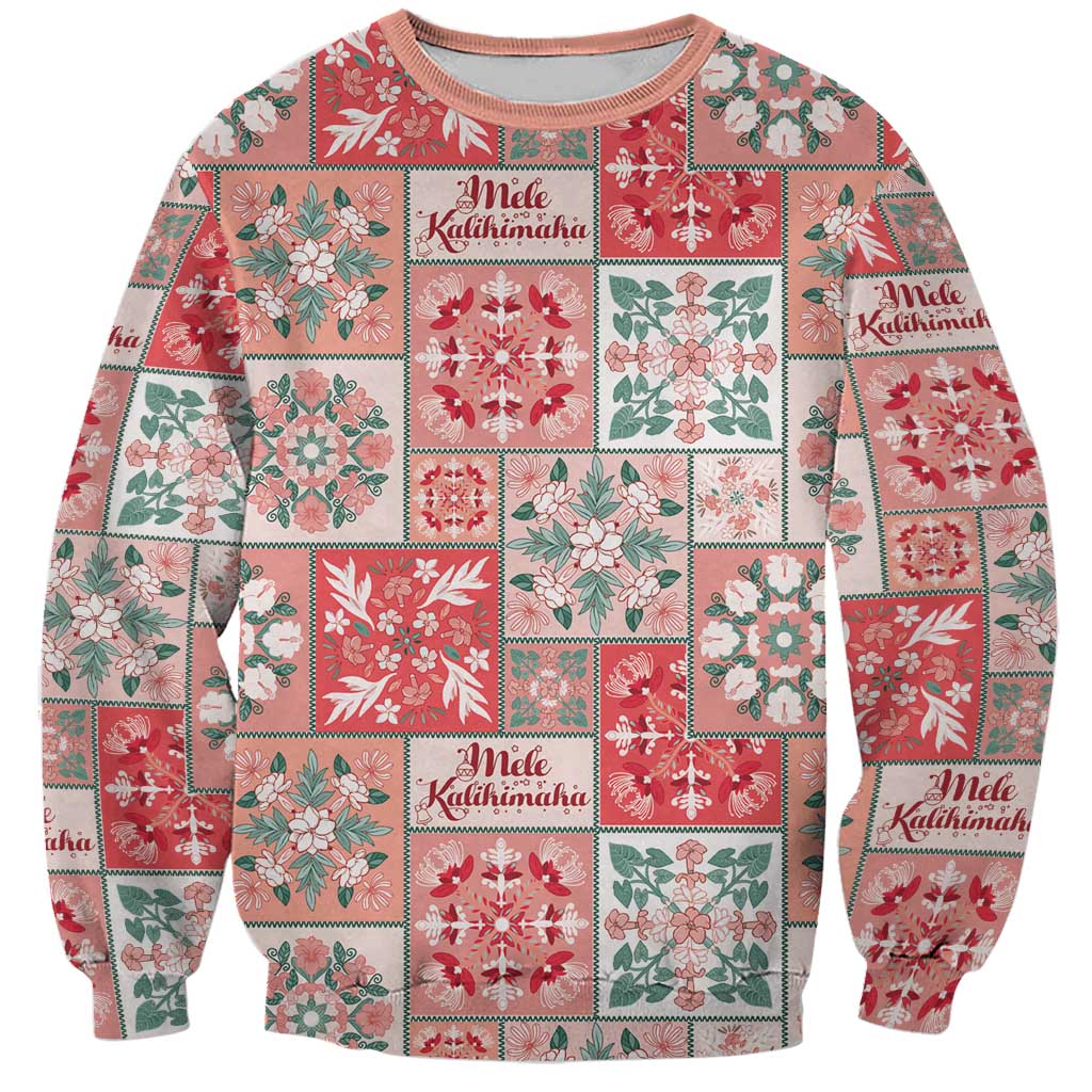Mele Kalikimaka Hawaii Christmas Sweatshirt Ulaula Seamless Floral Motif LT9 Unisex Red - Polynesian Pride