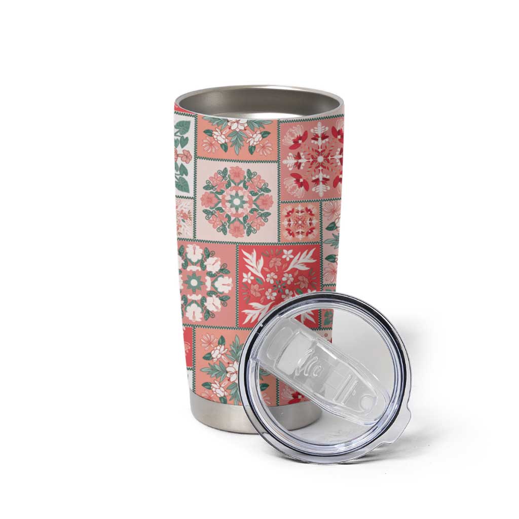 Mele Kalikimaka Hawaii Christmas Tumbler Cup Ulaula Seamless Floral Motif LT9 - Polynesian Pride