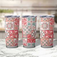 Mele Kalikimaka Hawaii Christmas Tumbler Cup Ulaula Seamless Floral Motif LT9 - Polynesian Pride