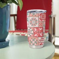 Mele Kalikimaka Hawaii Christmas Tumbler Cup Ulaula Seamless Floral Motif LT9 - Polynesian Pride