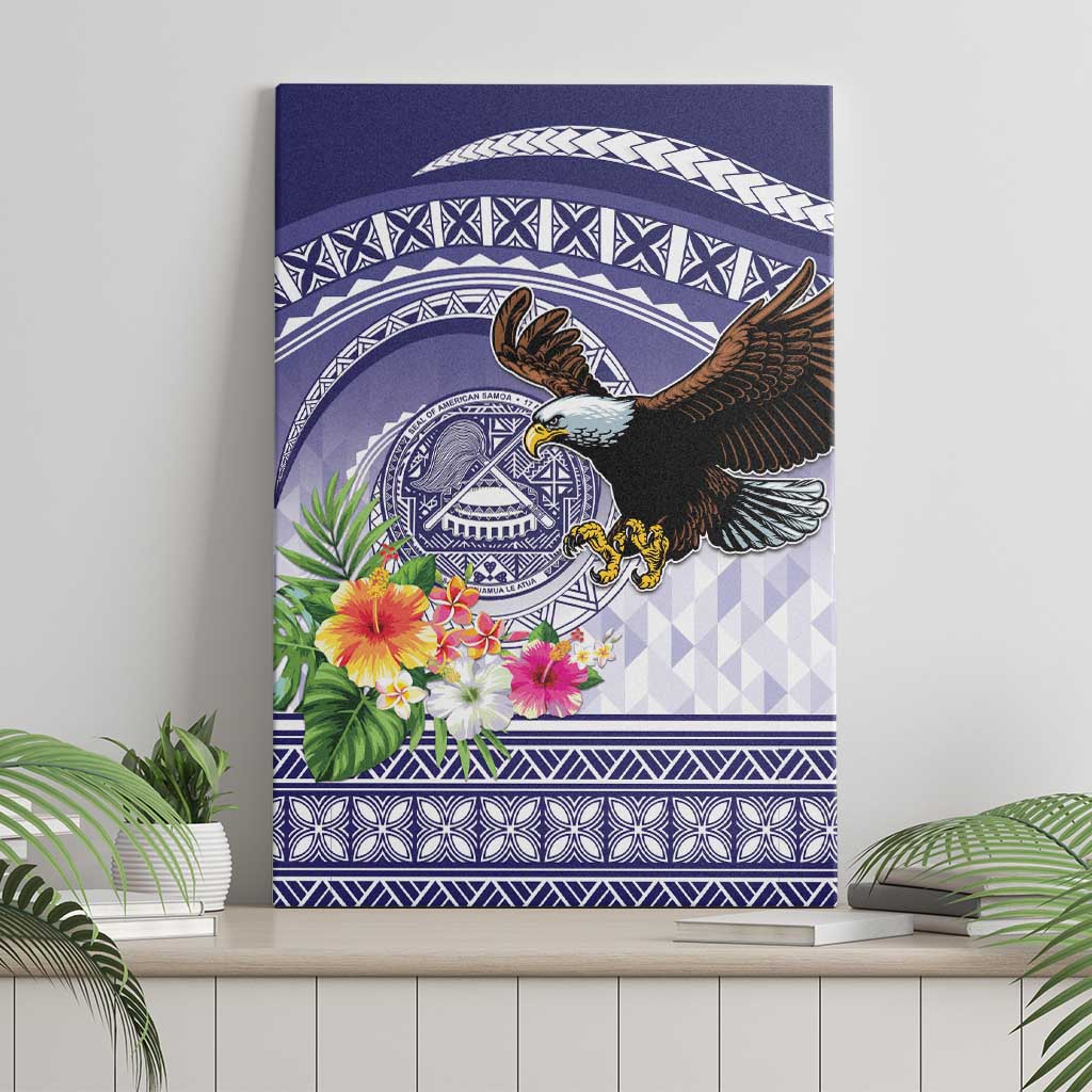 American Samoa Bald Eagle Canvas Wall Art Polynesian Tropical Flowers LT9 - Polynesian Pride