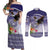 American Samoa Bald Eagle Couples Matching Off Shoulder Maxi Dress and Long Sleeve Button Shirt Polynesian Tropical Flowers