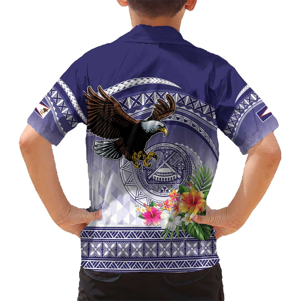 American Samoa Bald Eagle Kid Hawaiian Shirt Polynesian Tropical Flowers LT9 - Polynesian Pride
