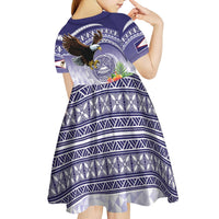 American Samoa Bald Eagle Kid Short Sleeve Dress Polynesian Tropical Flowers LT9 - Polynesian Pride