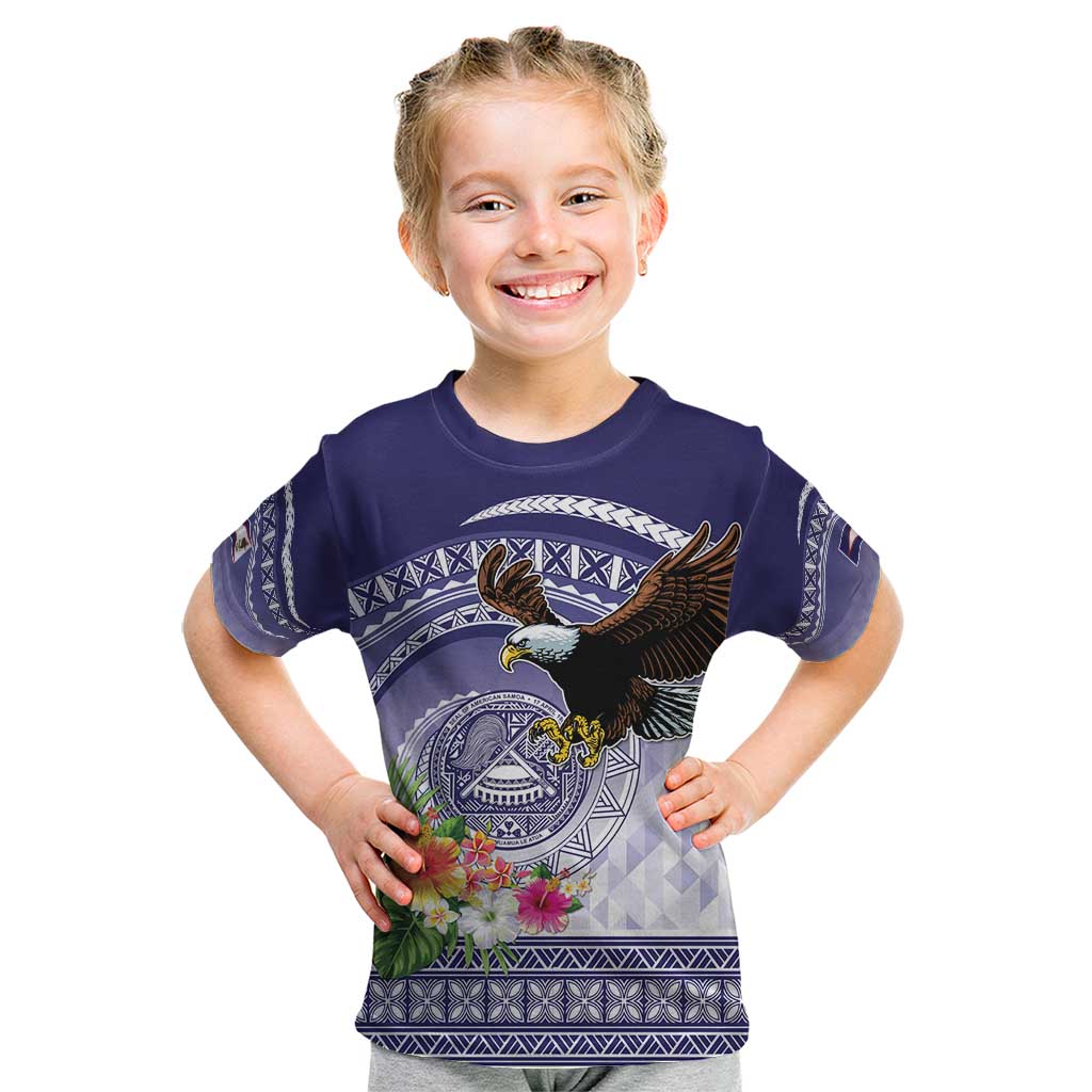 American Samoa Bald Eagle Kid T Shirt Polynesian Tropical Flowers