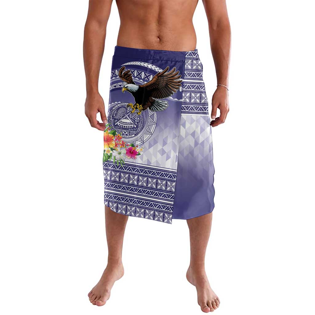 American Samoa Bald Eagle Lavalava Polynesian Tropical Flowers LT9 Blue - Polynesian Pride