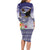 American Samoa Bald Eagle Long Sleeve Bodycon Dress Polynesian Tropical Flowers