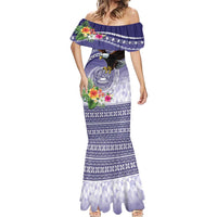 American Samoa Bald Eagle Mermaid Dress Polynesian Tropical Flowers LT9 - Polynesian Pride