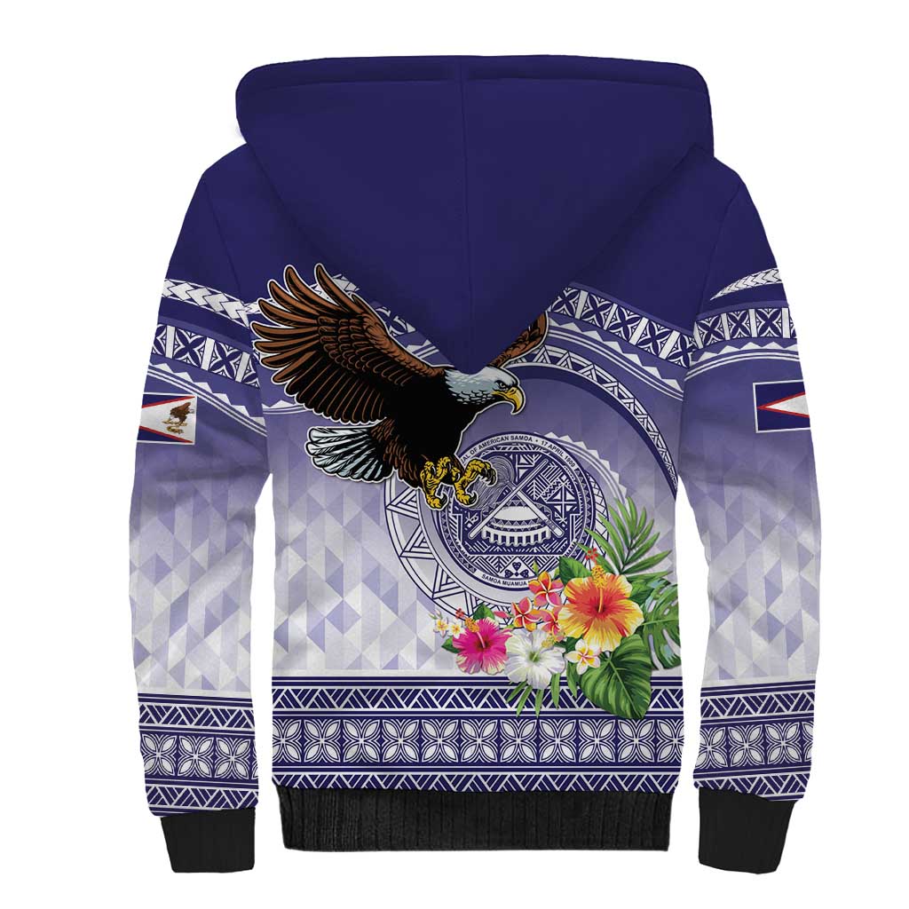 American Samoa Bald Eagle Sherpa Hoodie Polynesian Tropical Flowers LT9 - Polynesian Pride