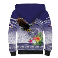 American Samoa Bald Eagle Sherpa Hoodie Polynesian Tropical Flowers LT9 - Polynesian Pride