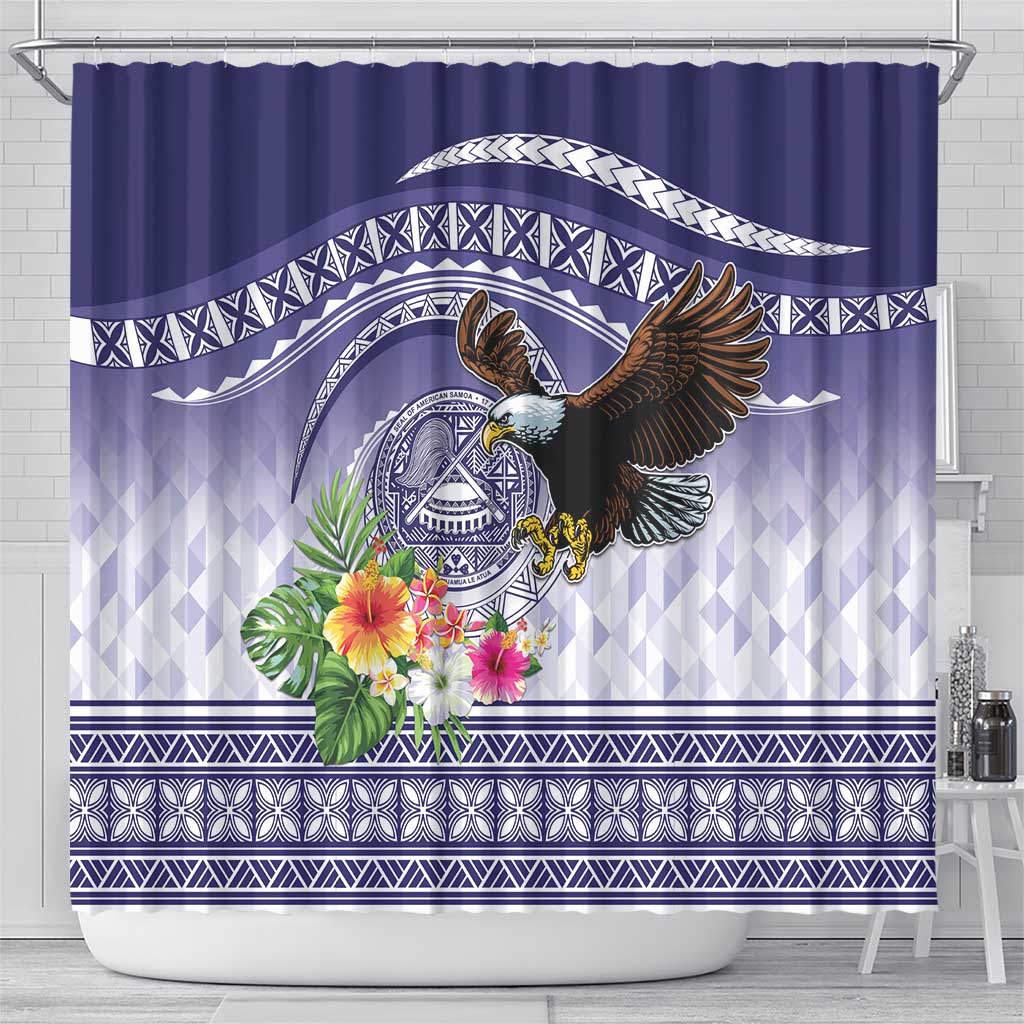 American Samoa Bald Eagle Shower Curtain Polynesian Tropical Flowers LT9 - Polynesian Pride