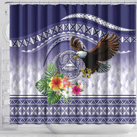 American Samoa Bald Eagle Shower Curtain Polynesian Tropical Flowers LT9 - Polynesian Pride