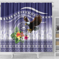 American Samoa Bald Eagle Shower Curtain Polynesian Tropical Flowers LT9 - Polynesian Pride