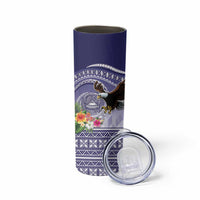 American Samoa Bald Eagle Skinny Tumbler Polynesian Tropical Flowers LT9 - Polynesian Pride