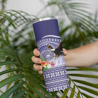 American Samoa Bald Eagle Skinny Tumbler Polynesian Tropical Flowers LT9 - Polynesian Pride