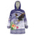 American Samoa Bald Eagle Wearable Blanket Hoodie Polynesian Tropical Flowers