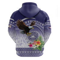 American Samoa Bald Eagle Zip Hoodie Polynesian Tropical Flowers LT9 - Polynesian Pride