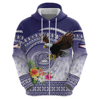 American Samoa Bald Eagle Zip Hoodie Polynesian Tropical Flowers LT9 - Polynesian Pride
