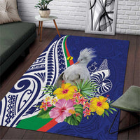 New Caledonia Kagu Bird Area Rug Polynesian Tropical Flowers LT9 Blue - Polynesian Pride