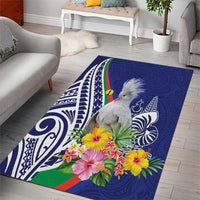 New Caledonia Kagu Bird Area Rug Polynesian Tropical Flowers LT9 - Polynesian Pride
