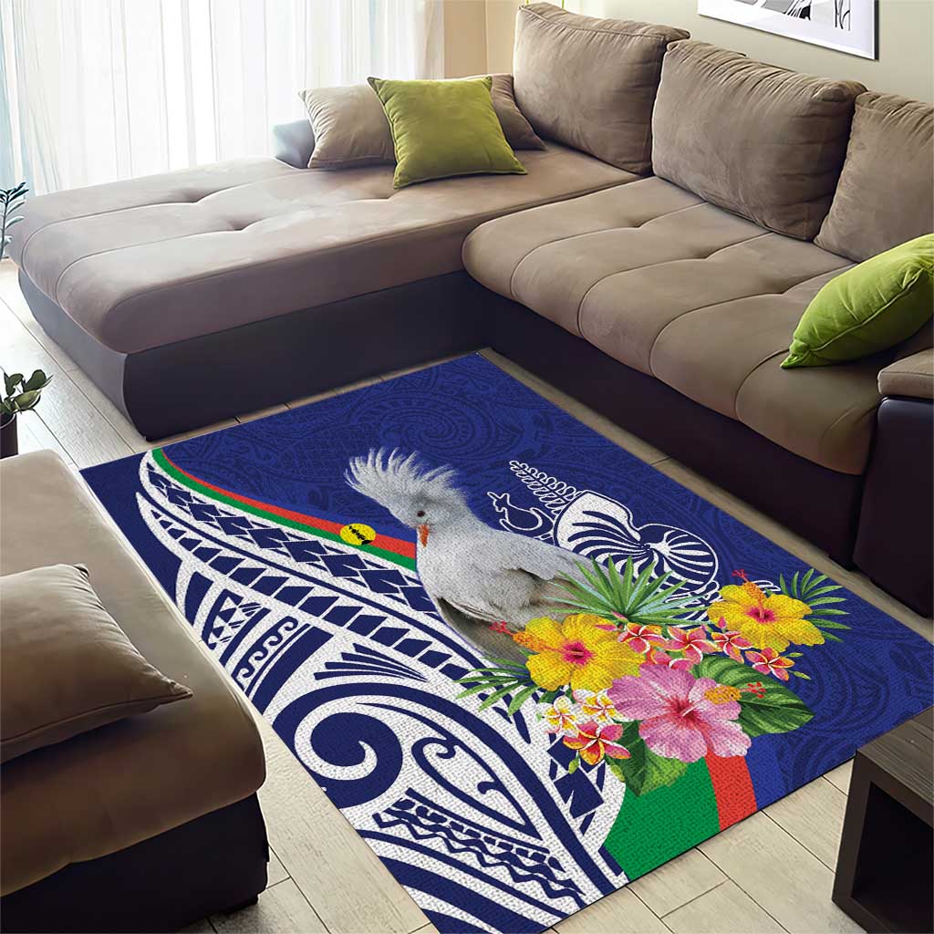 New Caledonia Kagu Bird Area Rug Polynesian Tropical Flowers LT9 - Polynesian Pride